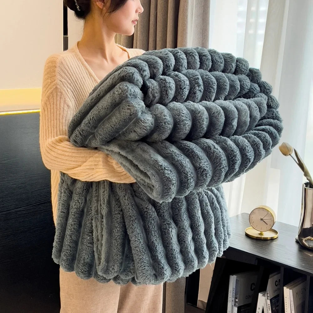 Soft Striped Bed Throw Blanket