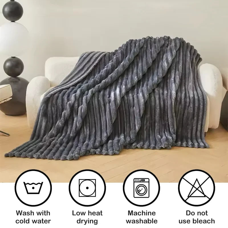 Soft Striped Bed Throw Blanket