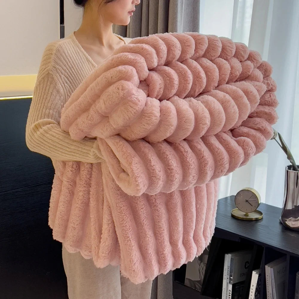 Soft Striped Bed Throw Blanket