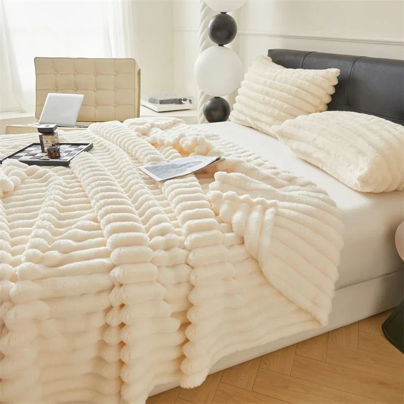 Soft Striped Bed Throw Blanket