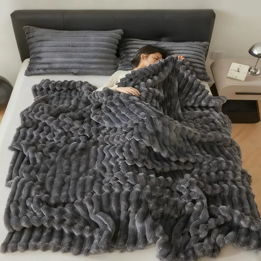 Soft Striped Bed Throw Blanket