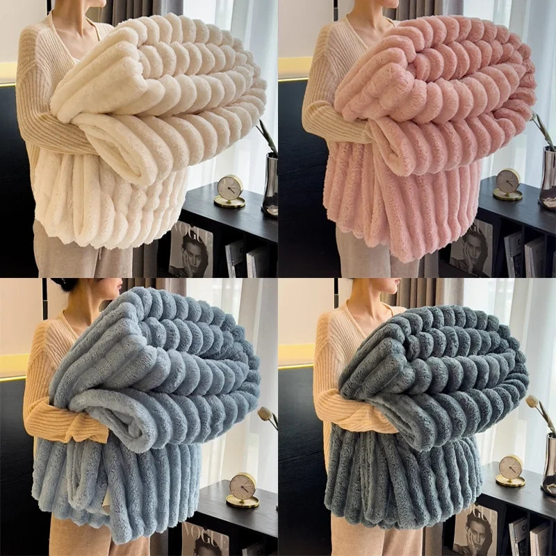 Soft Striped Bed Throw Blanket