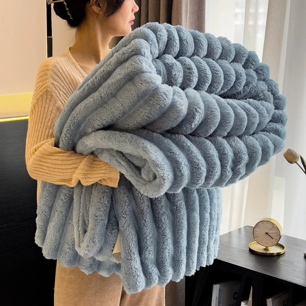 Soft Striped Bed Throw Blanket