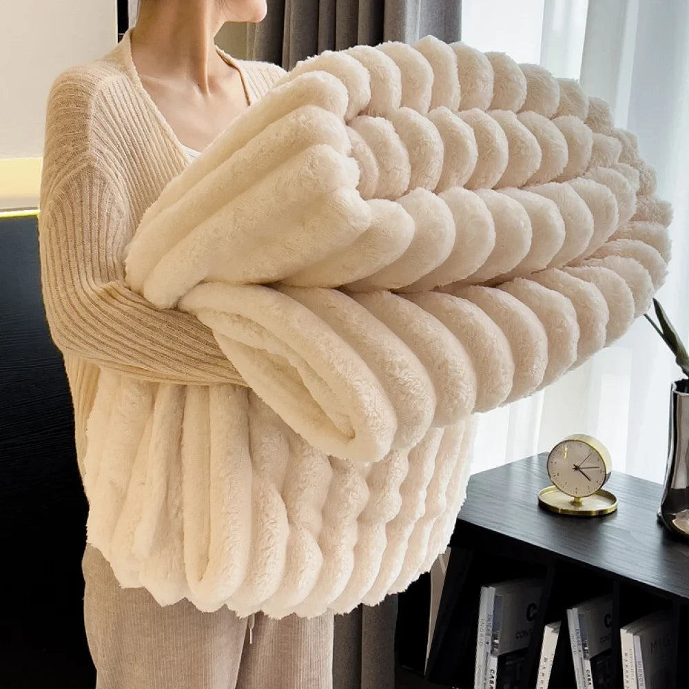 Soft Striped Bed Throw Blanket