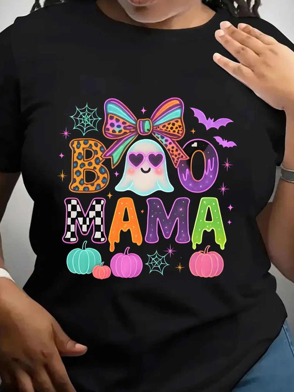 Ghost Pumpkin Halloween Crew Neck T-Shirt