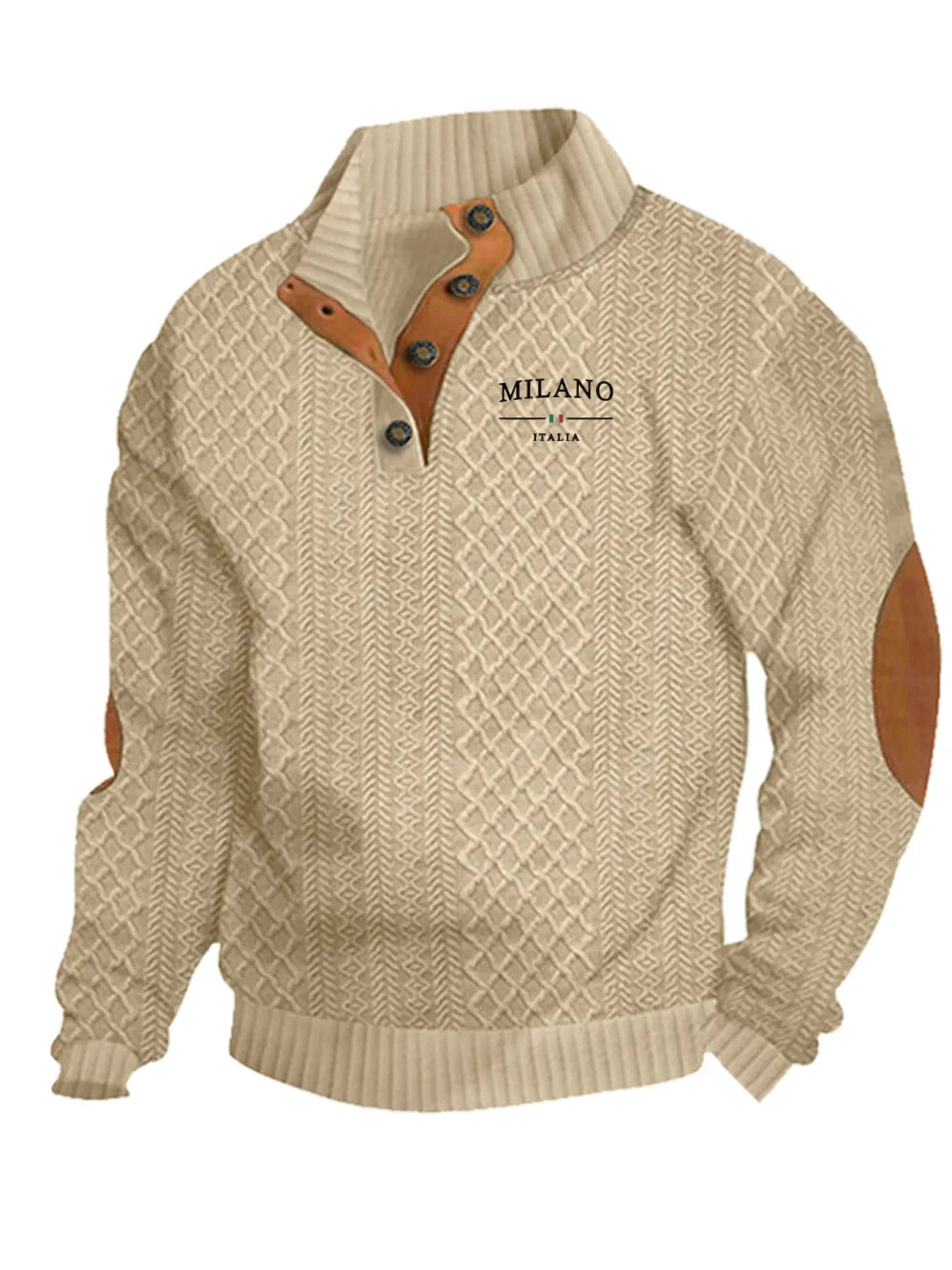 Letter Print Henley Sweater